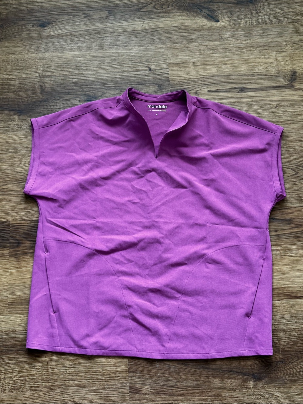 Mandala Women's Short Sleeve Dolman Scrub top- Purple Small